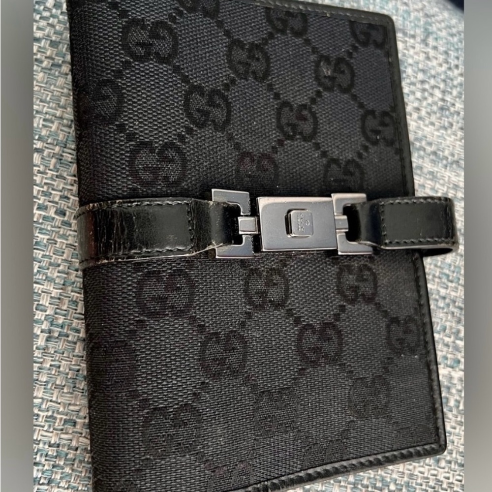 Gucci Jackie Agenda Black Monogram GG Agenda card Holder Gucci Wallet planner